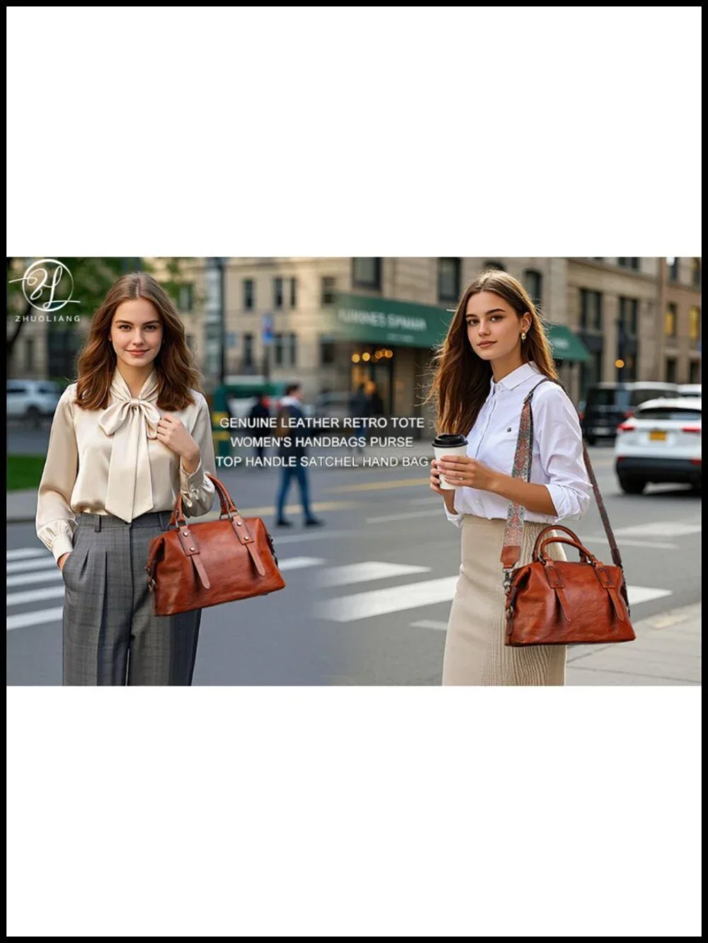Genuine Leather Handbag Women Retro Crossbody Tote Purse